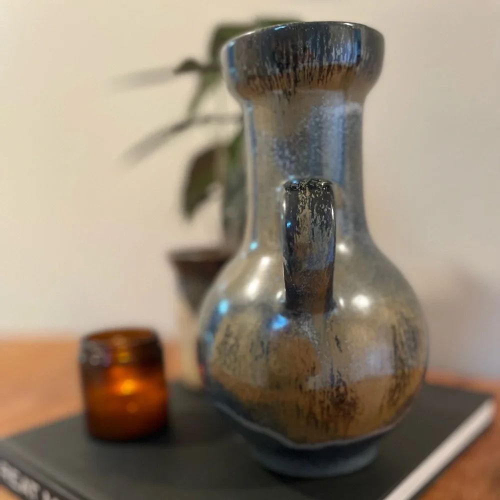 Vintage German Fat Lava Vase – Karlsruhe 9012 Speckled Glaze 9”